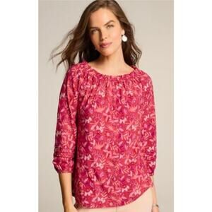 J.Jill Printed Convertible-Shoulder Top Medium